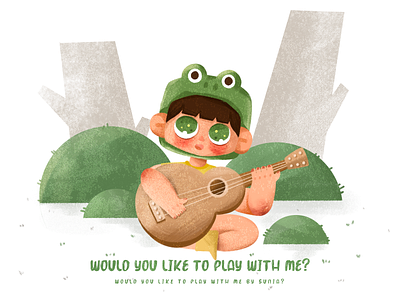 would you like to play with me? boy children book illustration cute guitar play guitar