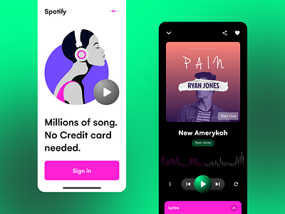 Spotify- Mobile App - UI/UX - Concept android brand design clown design figma ill illustration ios mobile app music spotify ui ux visual design