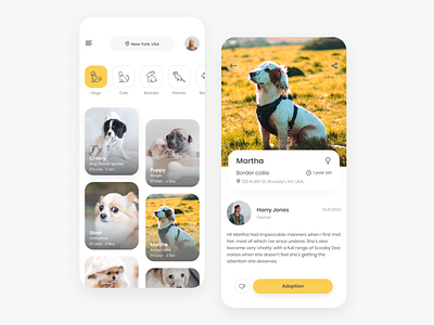 Pet Adoption App adoption animal animals app concept design figma mobile mobile app pets ui ux