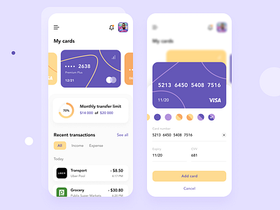 Banking App Design app bank banking app cards concept creditcard customer design figma mobile mobile app money payment method transaction ui ux