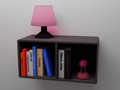 Hello Dribbble! 3d blender books bookshelf debut lamp trophy