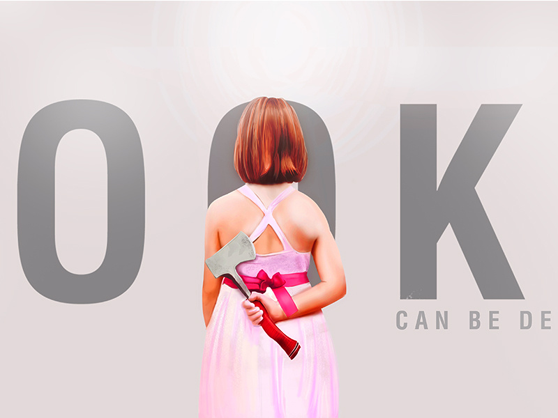 Looks Can Be Deceiving brush hair pink axe photoshop girl art digital
