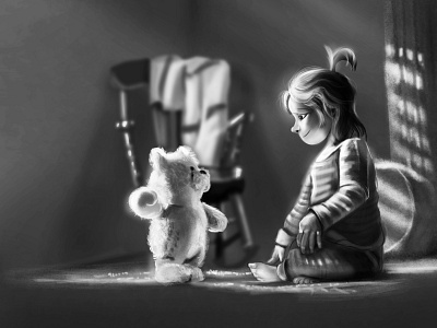 little Girl and teddy's world comic comic book art coming soon girl illustraion illustrator sititng teddy teddybear