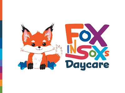 Fox in Soxs Daycare Branding animal branding children daycare design digital fox fun graphic design illustration logo typography vector