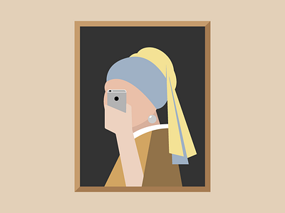 #NewEarrings illustration pearl earring selfie vermeer