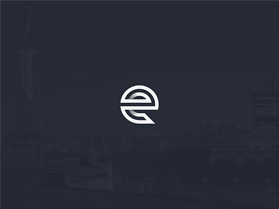 "e" logo mark circle circular e flat letter lines logo mark