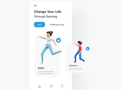 A dancing app UI design 3d illustration dance dancing illustration uidesign