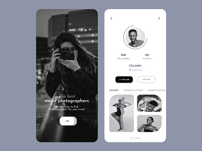 A splash and profile page UI design for a social platform app