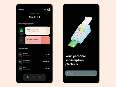 A Personal Subscription app platform app design design finance illustration payment subscribtion ui uidesign ux