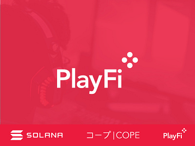 PlayFi on Solana design flat illustration logo minimal solana