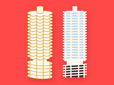 Marina Towers chicago enamel pin illustration marina towers