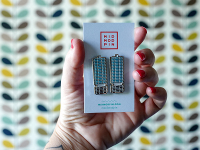 Mid Mod Pin 🌽🌽 architecture enamel pins marina towers packaging