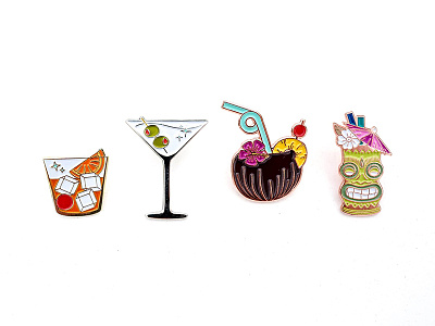 ✨ Cocktail Club pin series cocktails coconut enamel pin martini old fashioned pinapple tiki