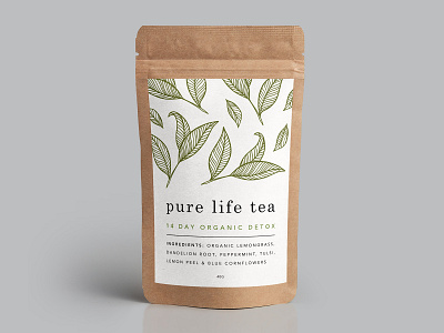 Label design creative design detox graphicdesign label label design label packaging leaves leaves logo life print pure tea tealabel typography vector