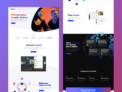 Splice Landing Page design figma homepage landing page sketch typeography ui ux web design