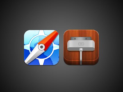 Safari & Settings icon ios iphone needle safari settings theme wood