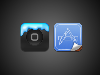WinterBoard & App Store iOS Icons app blue curl glow glyph icon ios iphone store theme winterboard wood