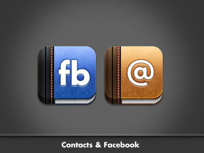 Facebook & Contacts blue brown contacts facebook icon ios iphone leather string theme