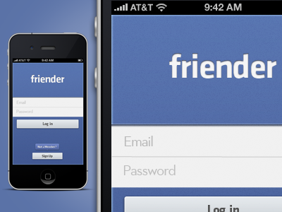 Friender Facebook App app blue facebook friender ios iphone login screen