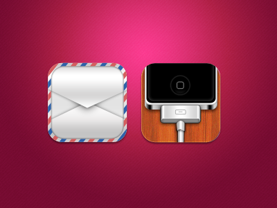 Mail & Phone iOS Icons icon ios mail phone pink theme wood