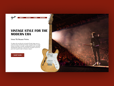 Fender Vintage Telecaster Landing Page design fender grunge guitar landing landing page minimalism red ui website