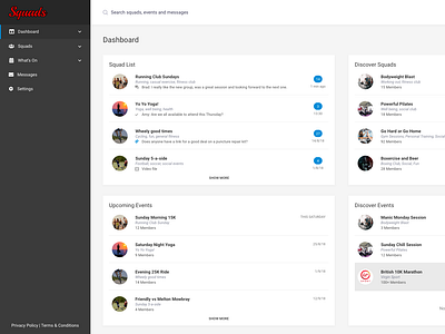 Squads Dashboard Design