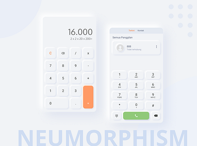 Neumorphism Design calculator neumorphism phone call ui