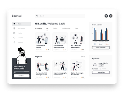 Coursial - Course Dashboard clean minimal ui uidesign web web app