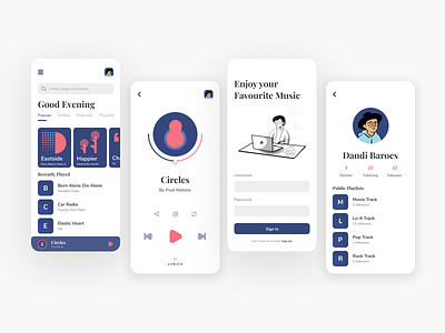 Music Streaming App clean minimal mobile music podcast spotify streaming ui ui design