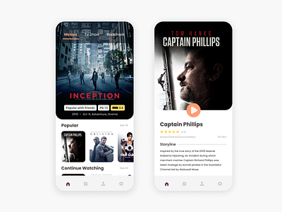 Movie Streaming App clean minimal mobile mobile app movie streaming tv show ui ui design