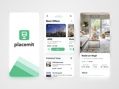 Placemit - Rent App android android app app design experience figma green interface ios ios app rent ui ui ux user experience user inteface ux