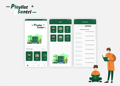 UI Design Playlist Santri App alifprayogo app design design grafis flat minimal ui uiux ux vector