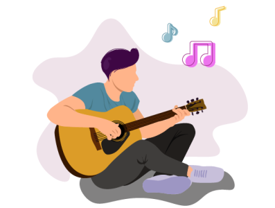 Playing Guitar alifprayogo design design grafis flat illustration playing vector