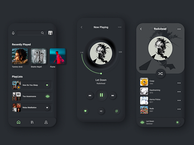 Music app concept design mobile app design neuomorphism ui ux