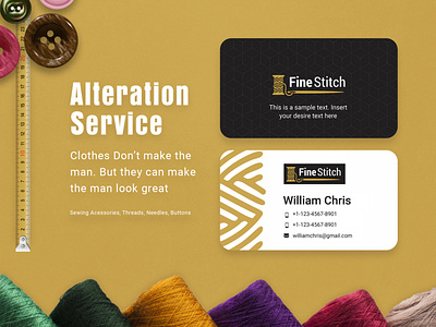 Fine Stitch Logo branding clothing clothing brand clothing label fashion logodesign measurement mockup stitch logo tailor tailor logo yellow