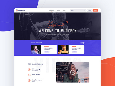 MusicBox Landing Page event festival flat design interface landing page music ui website design wordpress theme