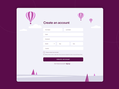 User Signup Form Page
