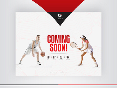 ⚽🏀🏈⚾GamoClock (coming soon) 🥎🎾 🏐🏉 comingsoon company flat design game icon landingpage logo sport ui vector website
