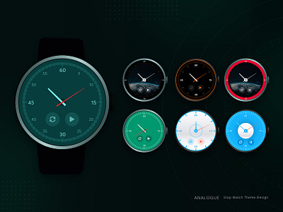 Stopwatch Theme Designs clock deigns flatdesign simple smartwatch stopwatch theme ui