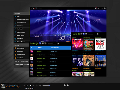 We Get Music blue dark theme dashboard music app ui ux