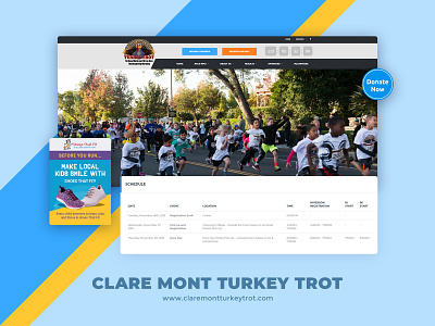 Claremont Turkey Trot flat design landing page ui website design