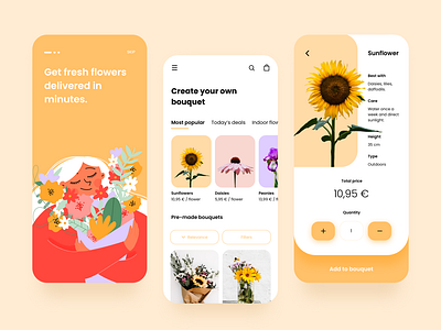 Flower delivery app app design debut ecommerce ecommerce app first shot flower app flowers mobile ui product design product page ui ui design ux