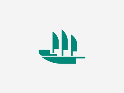 The Ship blue boat branding green logo logomark minimal ship simple