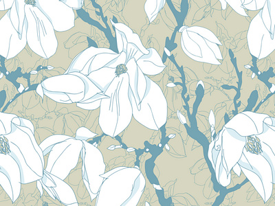 Magnolia Seamless Pattern