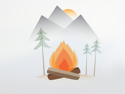 Wilderness Survival Illustration fire illustration mountains sun survival trees wilderness