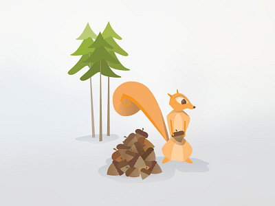 Squirrel acorns animal forest illustration nuts squirrel trees