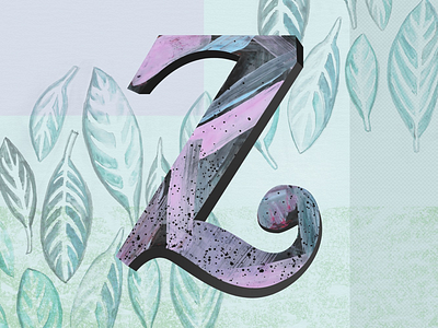 Z dropcap hand lettered lettering ligatures painting pattern surface design swashes texture traditional art typographic typography watercolor z