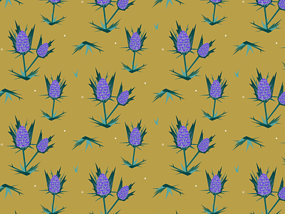 Thistle Pattern botanical color design flower illustration leaves pattern plant plants surface thistle thorns vintage weed