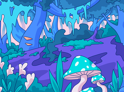 Hidden Forest color palette concept forest illustration linework manga nature scenery