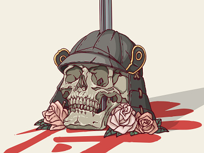 Samurai Skull design illustration